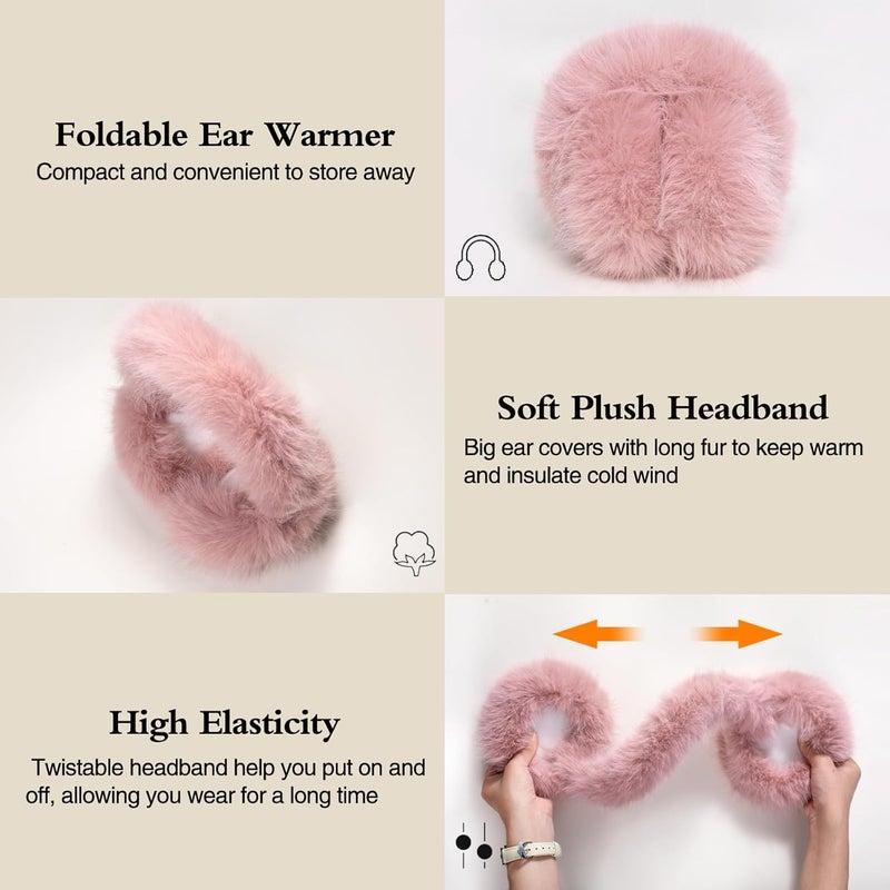Mottico Winter Ear muffs for Women Men, Fluffy Ear Warmer with Thick Faux Ear Covers, Foldable for Convenience! - Image 5